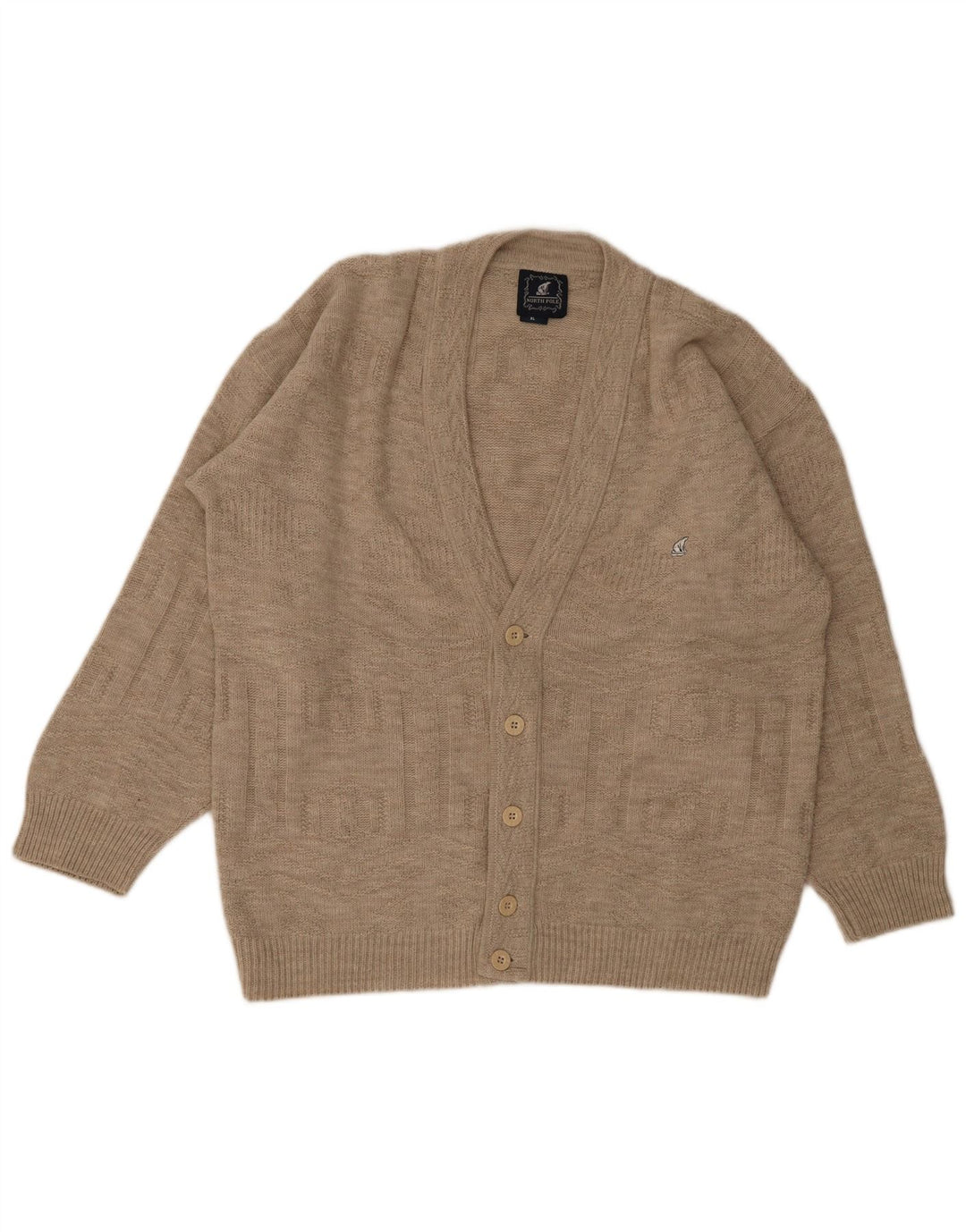 North Pole Herre Cardigan Sweater XL Beige Lammeuld
