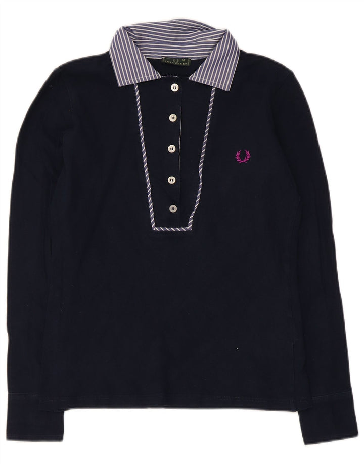 Fred Perry Dame Rugby Polo Shirt UK 12 Mellem marineblå stribet