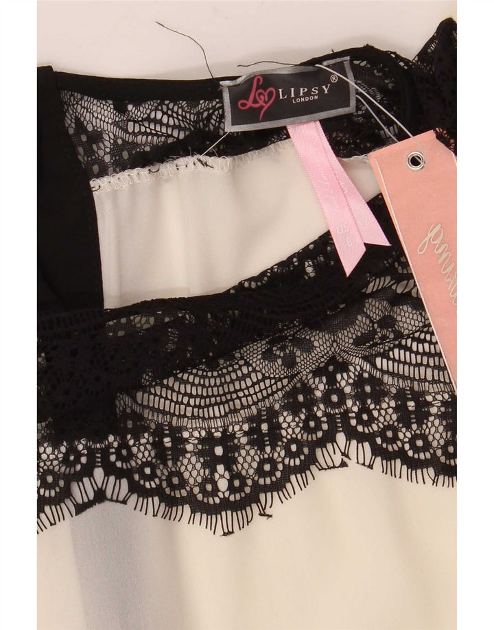 Lipsy Womens Shirt Bluse UK 12 Medium White Floral Polyester