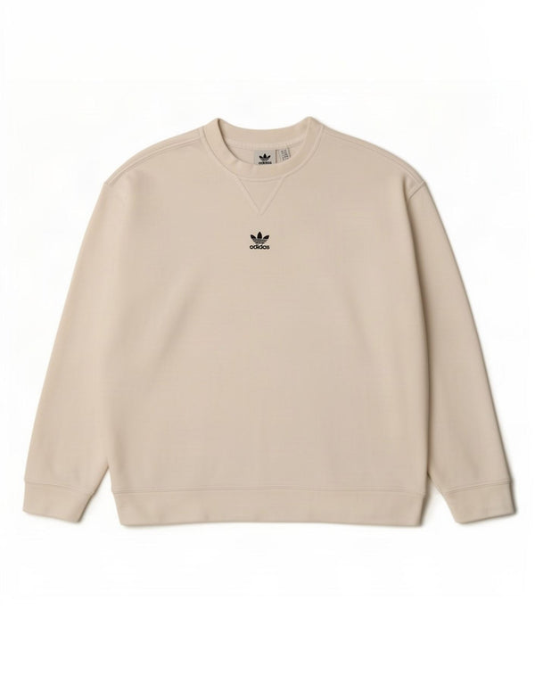 Adidas Dame Oversized Sweatshirt Jumper UK 6 XS Hvid Bomuld