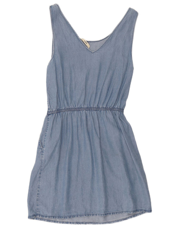 Oasis Dame Ærmeløs Denim Kjole UK 10 Small Blue Lyocell