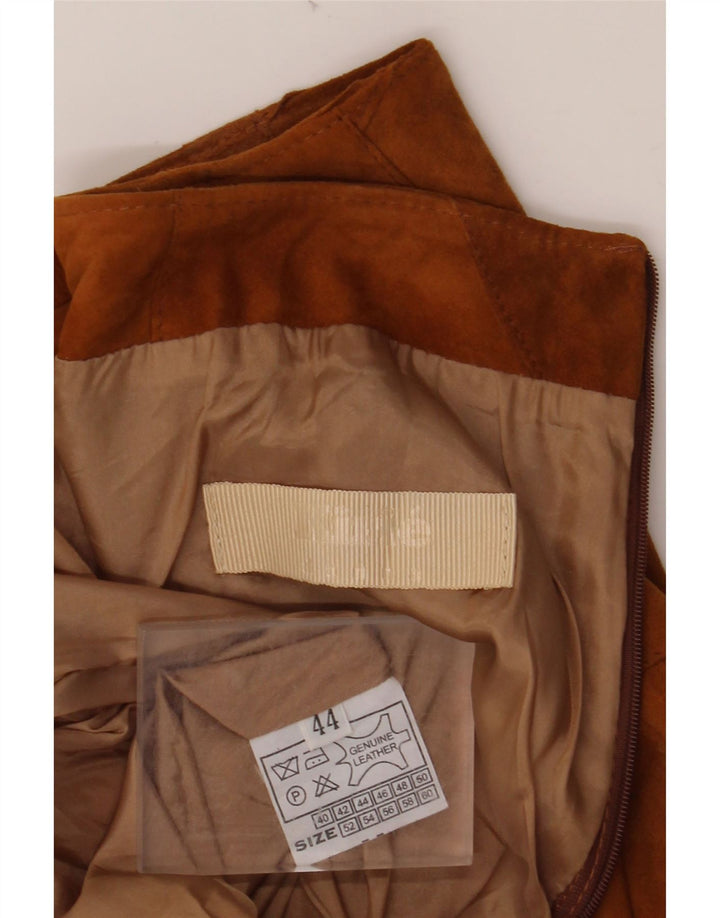 VINTAGE Dame ruskindsnederdel IT 44 Medium W30 Brunt læder