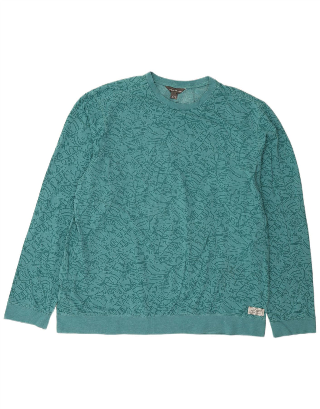Eddie Bauer Herre Høj Sweatshirt Jumper XL Grøn Blomsterbomuld