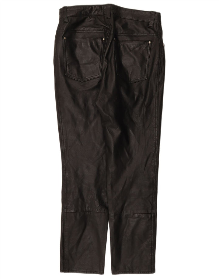POLO Herre Læder Slim Bukser IT 46 Small W28 L26 Sort