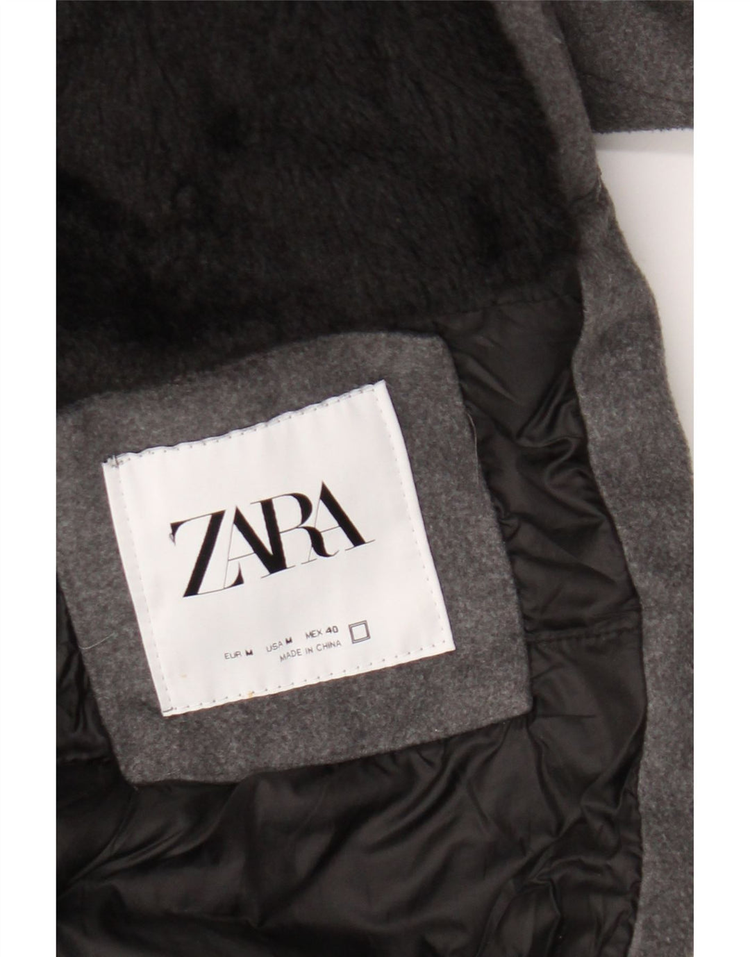 Zara Herre Overfrakke UK 38 Medium Grå