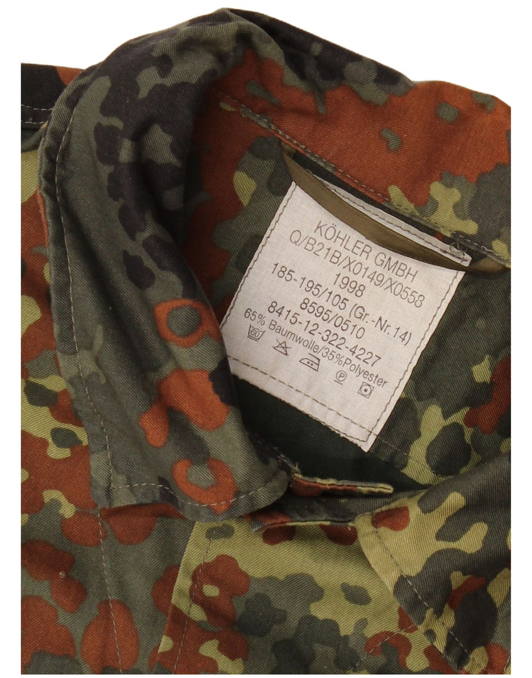 VINTAGE Mens Military Jacket UK 38 Medium Khaki Camouflage Cotton