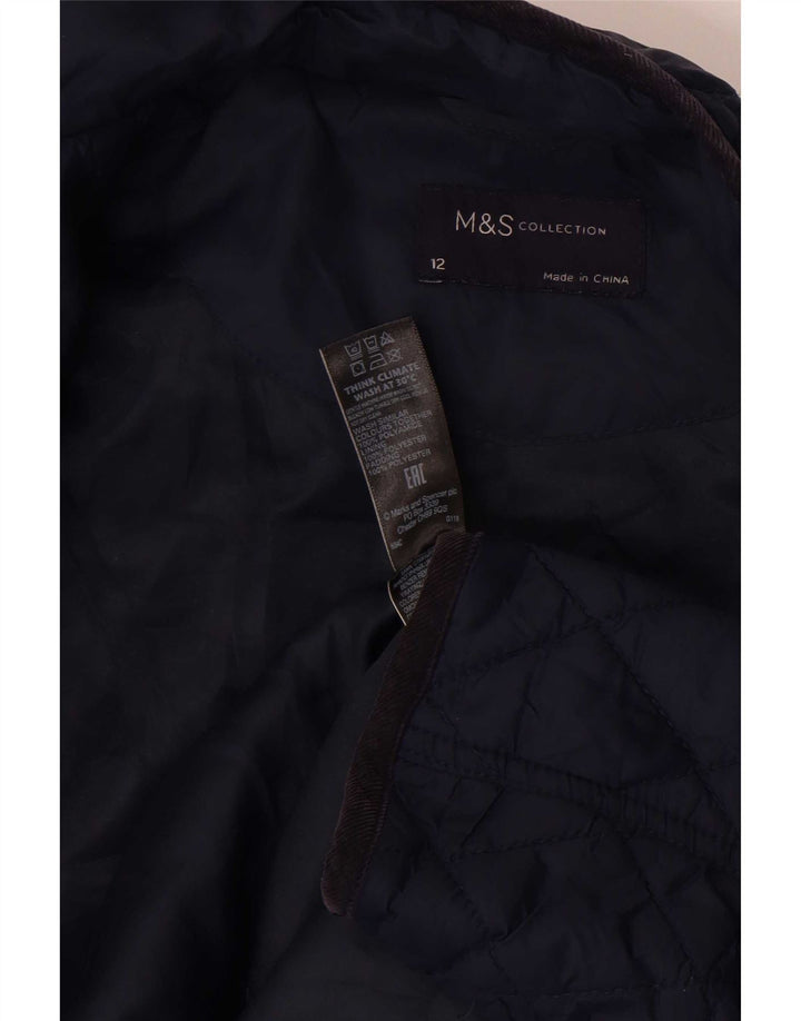Marks & Spencer Quiltet jakke til kvinder UK 12 Mellem marineblå polyamid