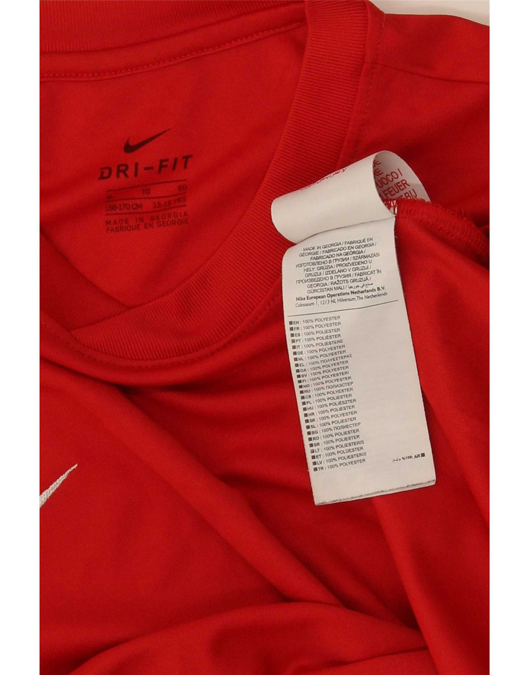 Nike Boys Dri Fit T-Shirt Top 13-14 år XL Rød Polyester