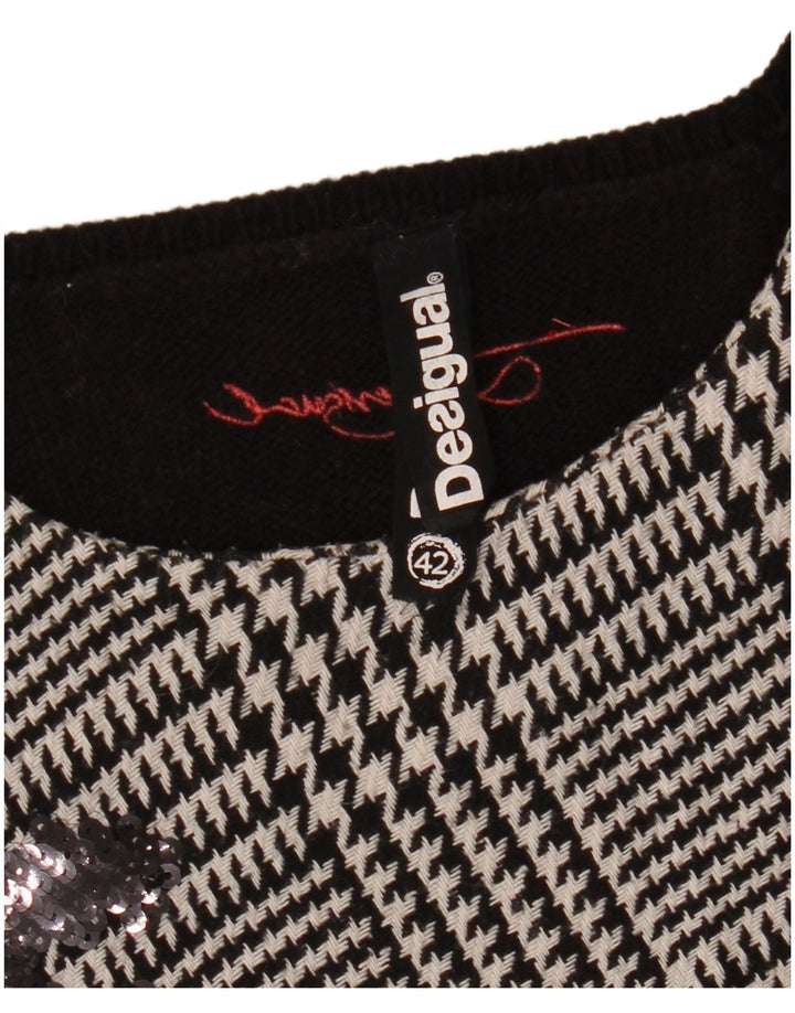 DESIGUAL Grafisk Jumperkjole til kvinder EU 42 Stor sort hundetand