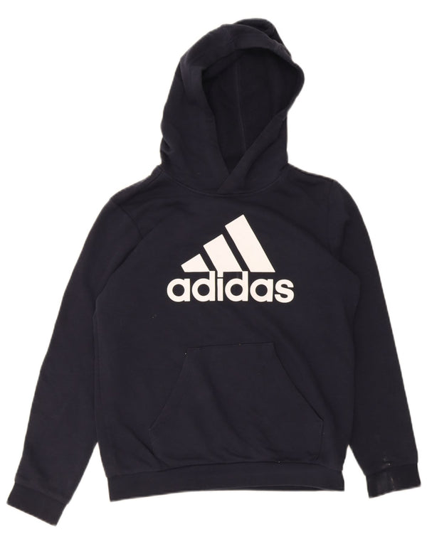 Adidas grafisk hættetrøje til drenge 11-12 år marineblå bomuld