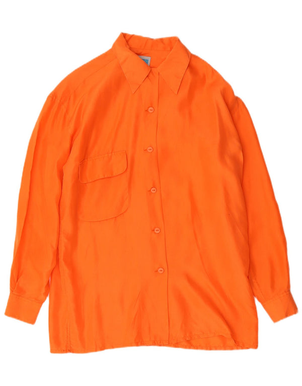 Witty Girl Womens Longline Relaxed Fit Shirt UK 10 Small Orange Silk
