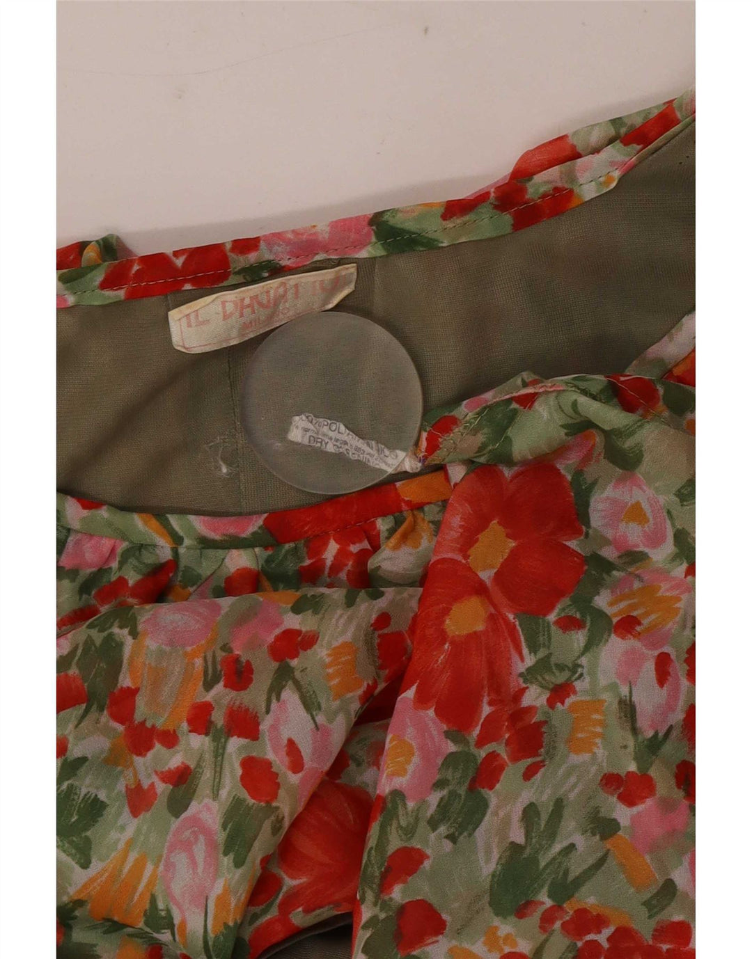 Vintage Dame A-Line Kjole UK 12 Medium Multicolored Floral Polyamid