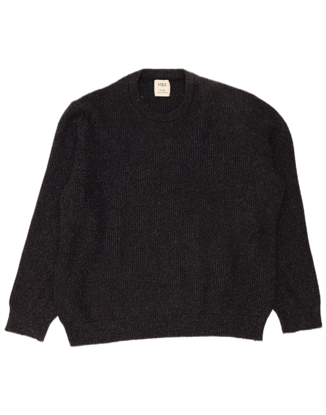 Marks & Spencer Herre sweater med rund hals XL Marineblå Flecked