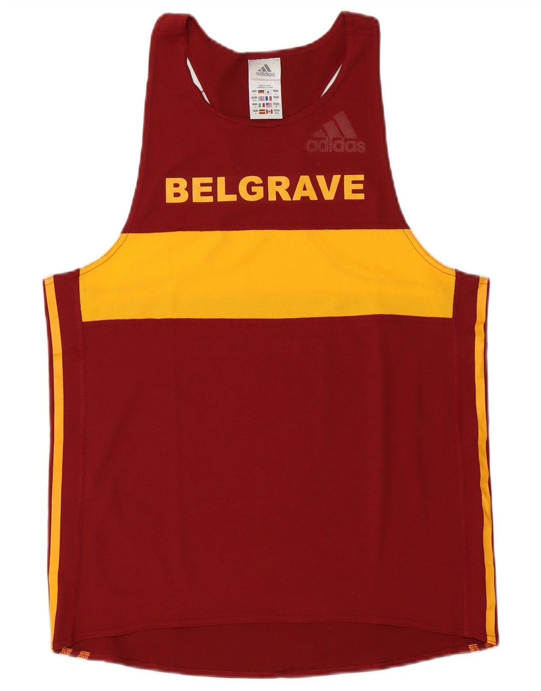Adidas Herre Climalite Grafisk Vest Top UK 40/42 Medium Maroon Colourblock