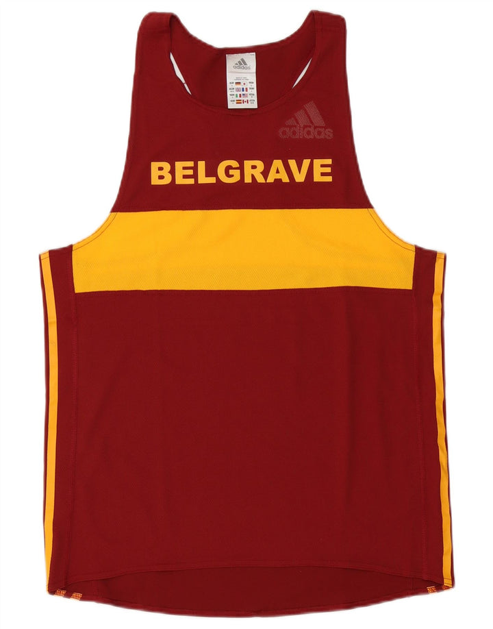 Adidas Herre Climalite Grafisk Vest Top UK 40/42 Medium Maroon Colourblock