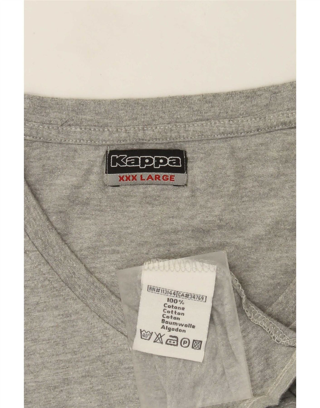 Kappa Herre T-Shirt Top 3XL Grå Bomuld