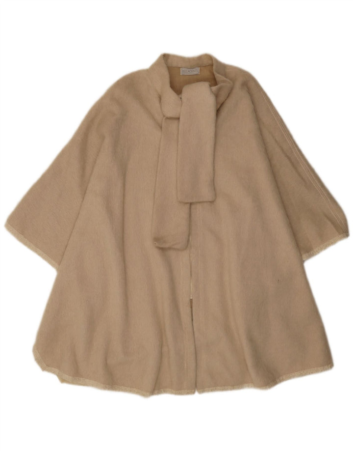Vintage Dame Cape Coat One Size Beige Virgin Wool
