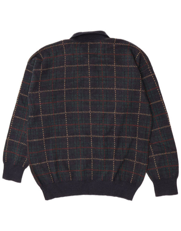 Lambers Herre Polo Neck Jumper Sweater IT 56 XL Navy Blue Check