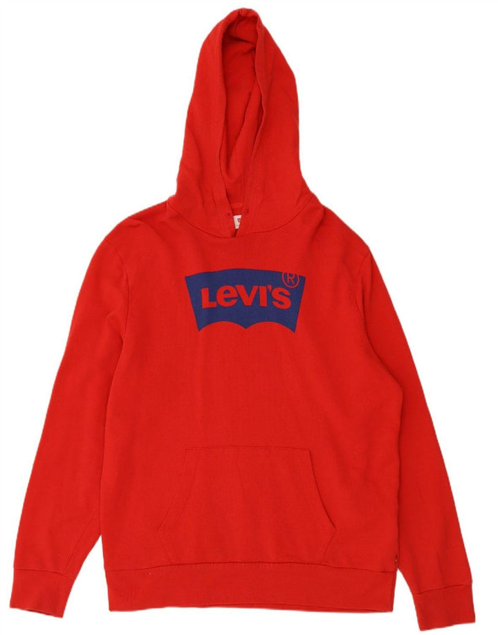 LEVI'S Mens Graphic Hoodie Jumper Large Red Cotton