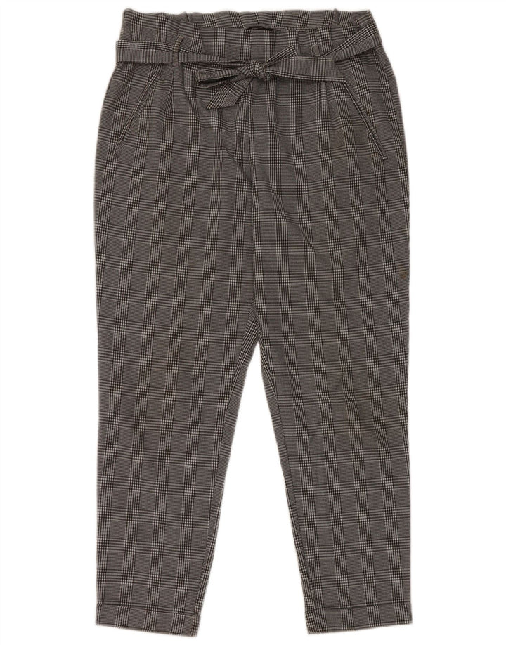 Zara Kvinders højtaljede cropped bukser Medium W28 L26 Grå Houndstooth