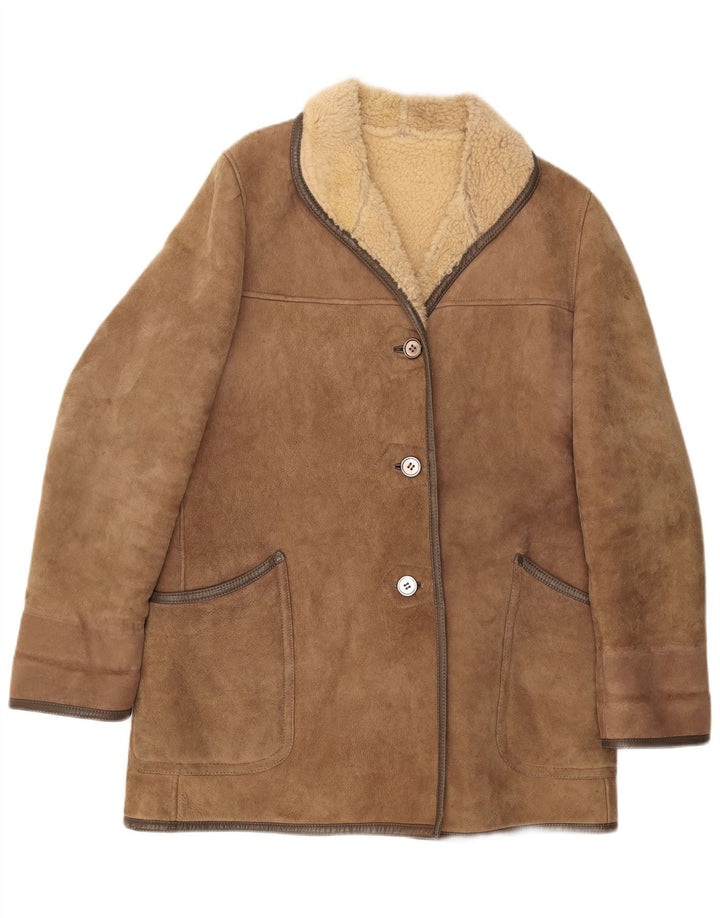 Vintage Dame Shearling Coat UK 16 Large Beige
