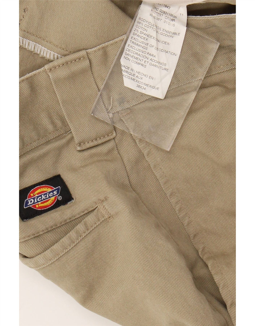 DICKIES Herre Slim Skinny Chino Bukser W38 L34 Beige Bomuld