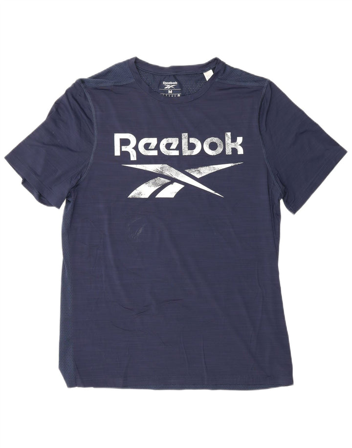 REEBOK Herre grafisk T-shirt Top Medium Navy Blue