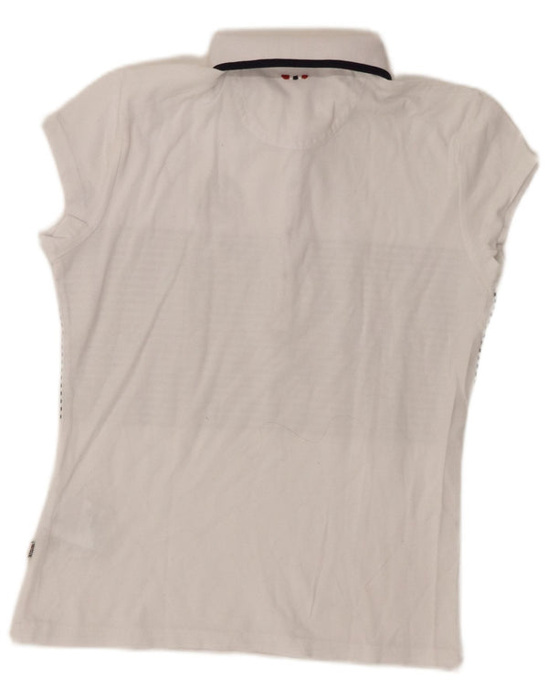 Napapijri Dame Polo Shirt UK 6 XS Hvidstribet bomuld