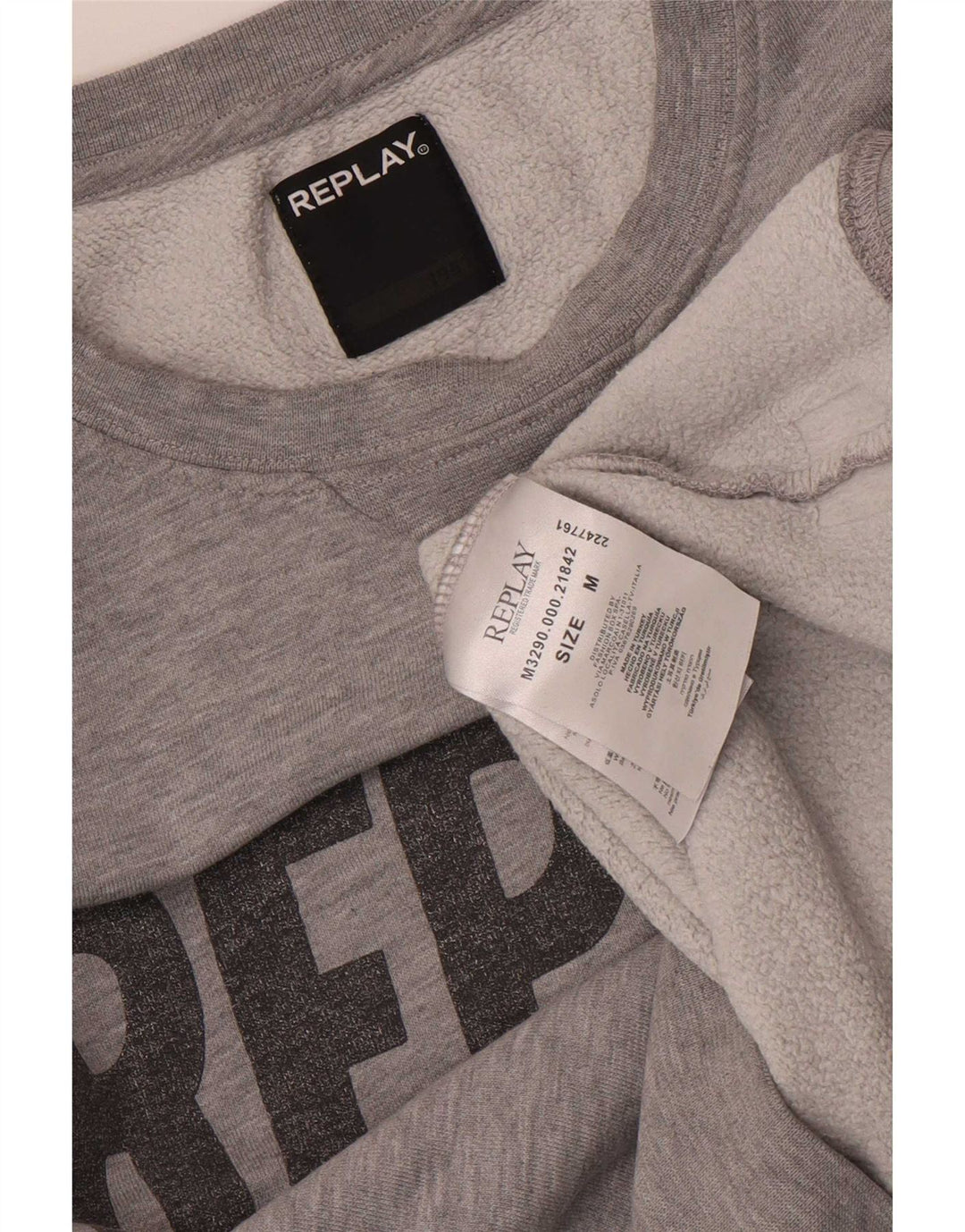 Replay Herre Grafisk Sweatshirt Jumper Medium Grey Flecked Bomuld