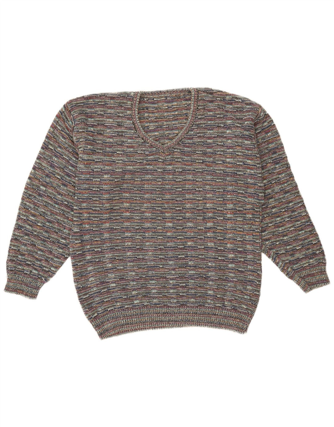 Vintage Herre V-hals sweater XL Grå Flecked