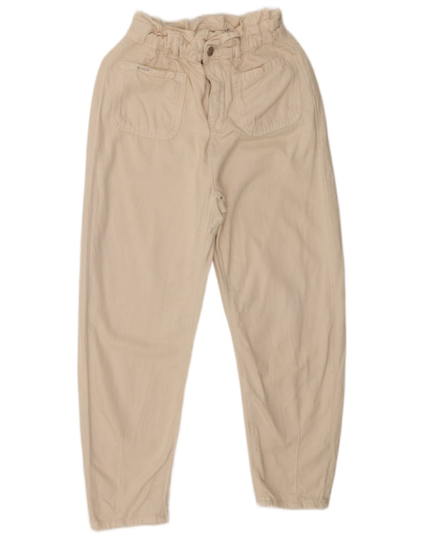Zara, højtaljede, koniske cropped bukser til kvinder EU 36 XS W26 L25 Beige