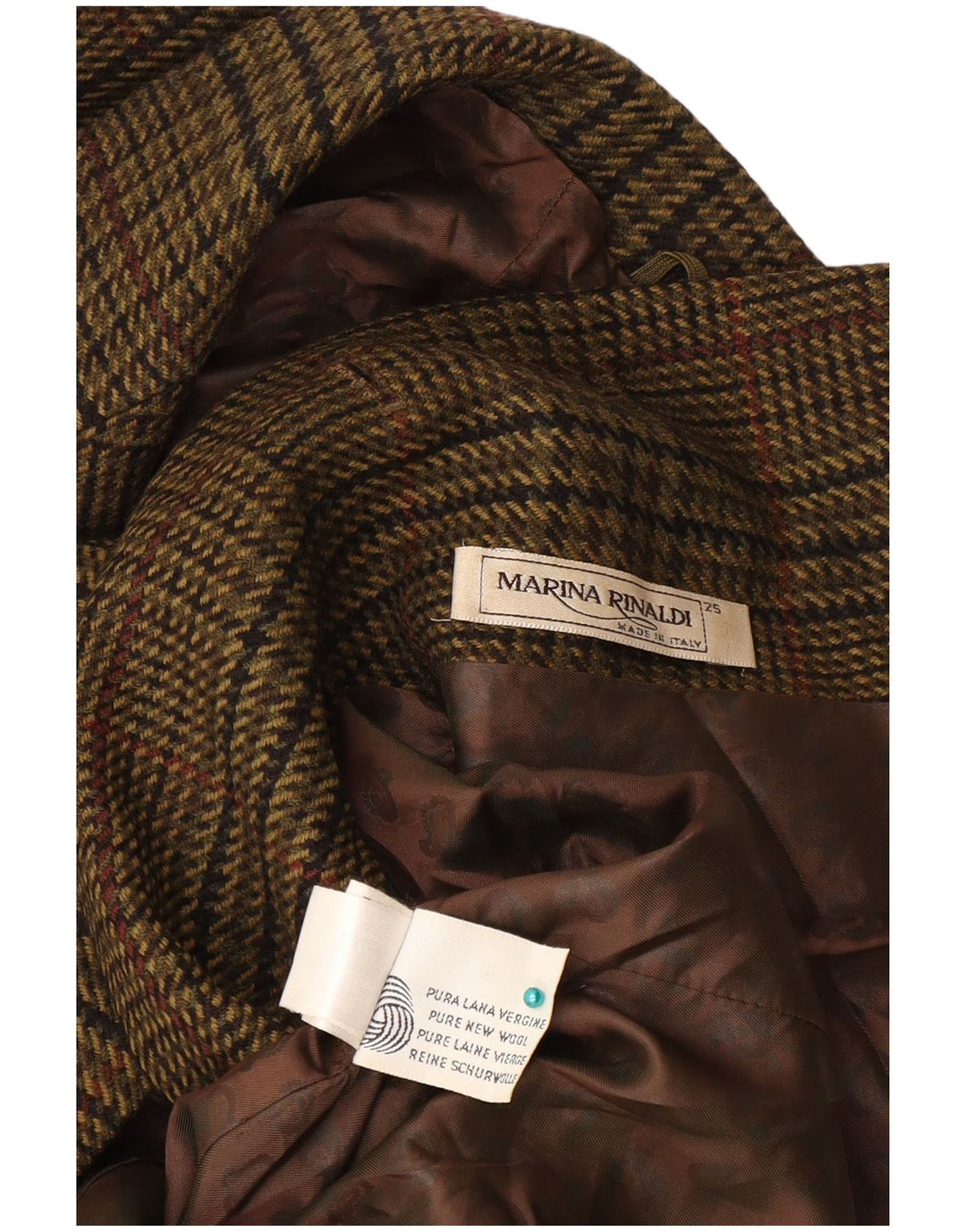 Marina Rinaldi Dame Blazer Jakke Størrelse 25 Large Khaki Houndstooth