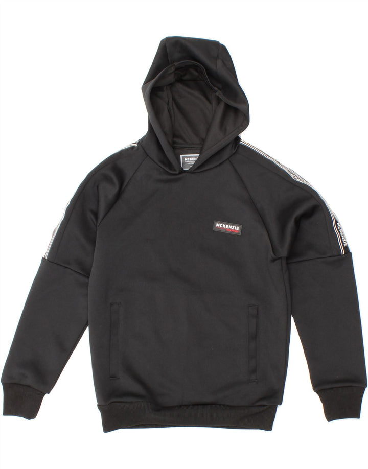 MCKENZIE Boys Graphic Hoodie Jumper 8-9 Years Black Polyester Vintage Mckenzie and Second-Hand Mckenzie from Messina Hembry 