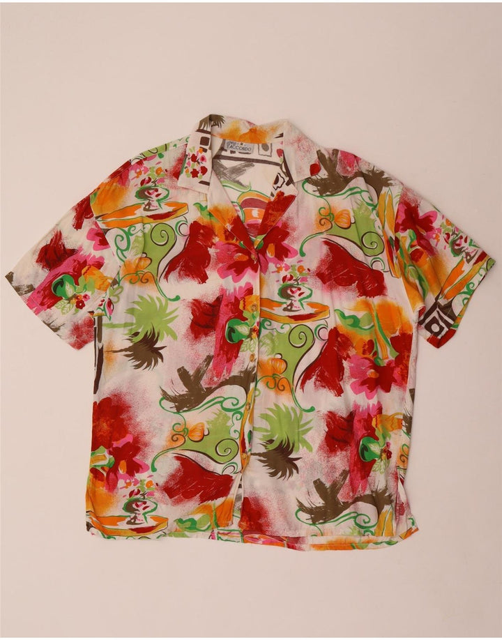 ACCORDO kortærmet skjorte til kvinder UK 14 Medium Multicolored Floral