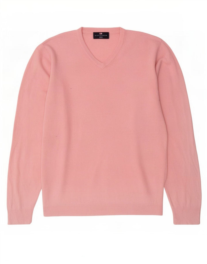 Marks & Spencer Herre Blue Harbor V-hals sweater Medium Pink Akryl