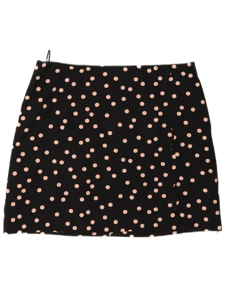 Oasis Dame Mini Nederdel UK 16 Large W34 Black Polka Dot Polyester