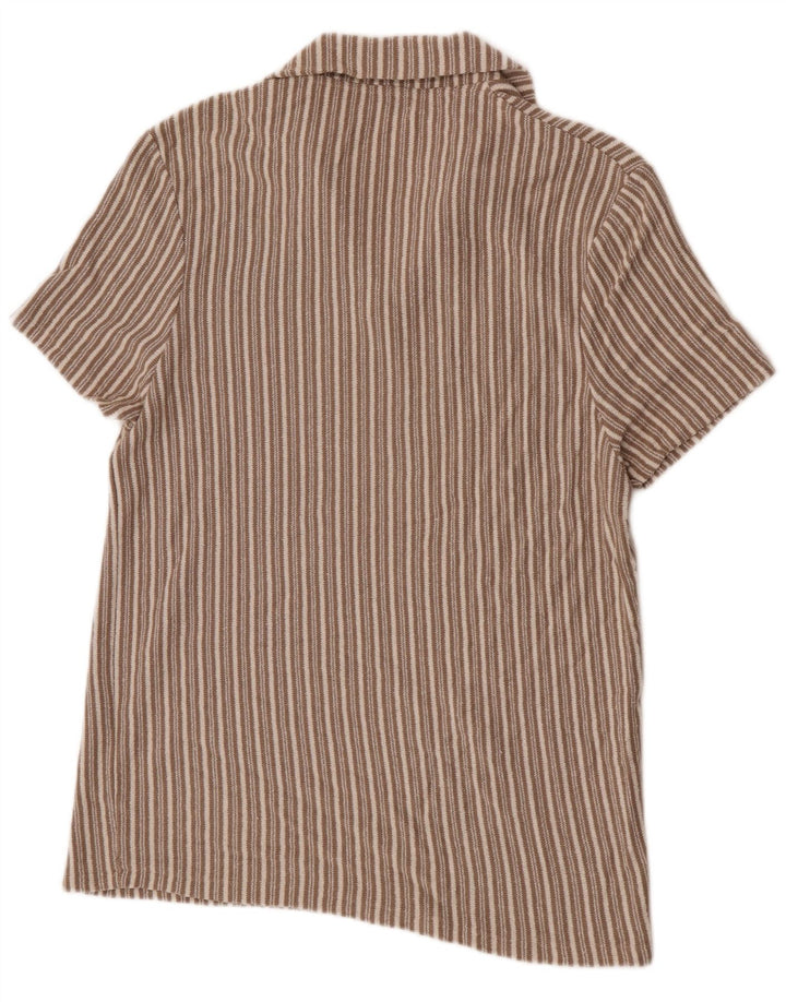 Zara herre poloskjorte stor beige stribet bomuld