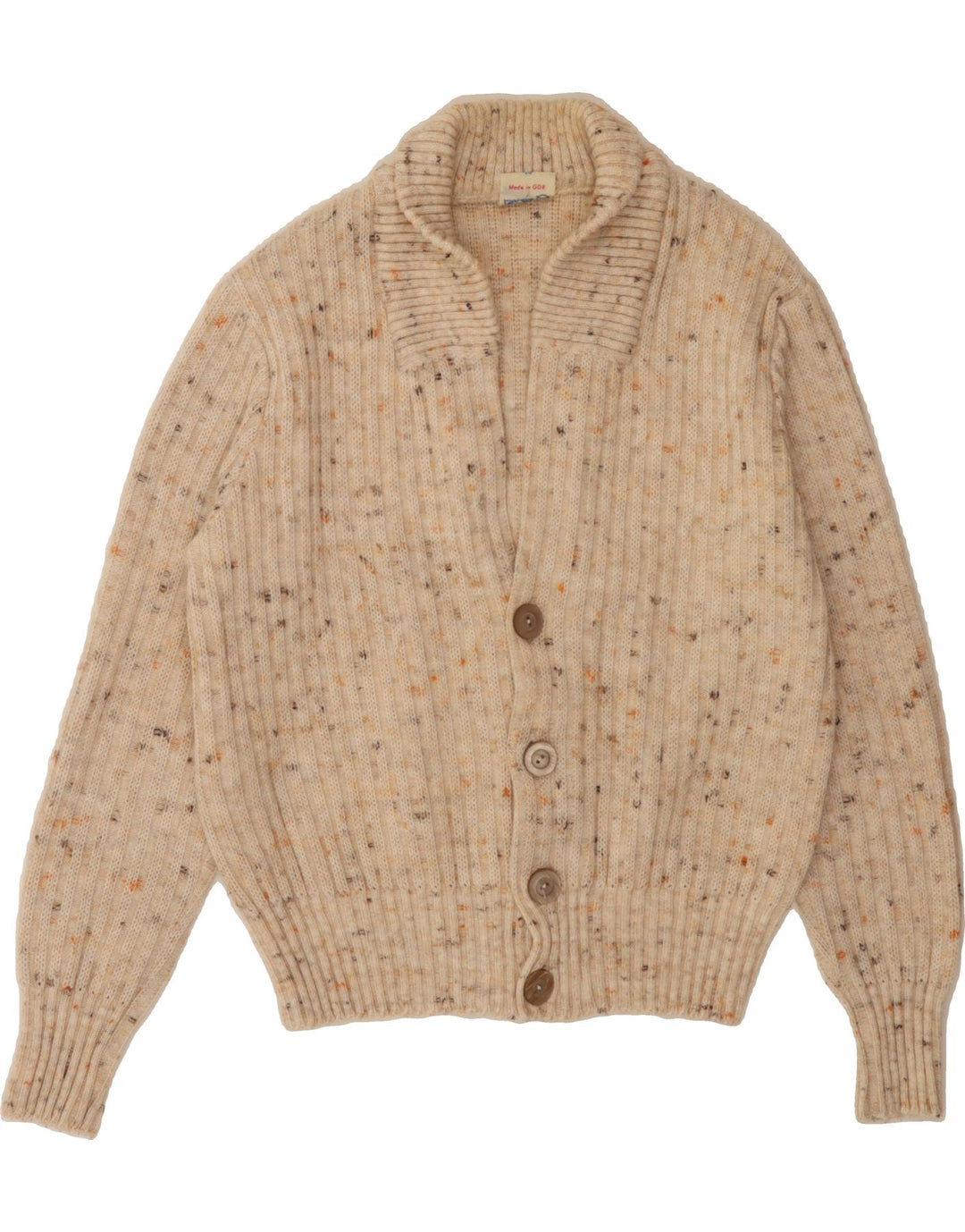 VINTAGE Womens Cardigan Sweater IT 50 XL Beige Flecked Vintage Vintage and Second-Hand Vintage from Messina Hembry 