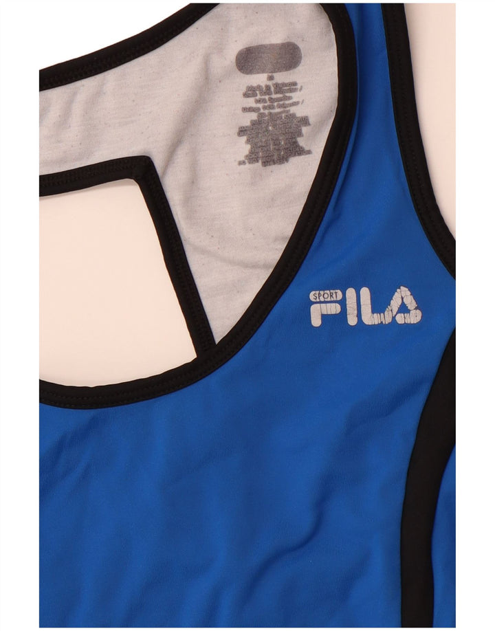 FILA Damevest Top UK 12 Medium Blue Colourblock Polyester Sports