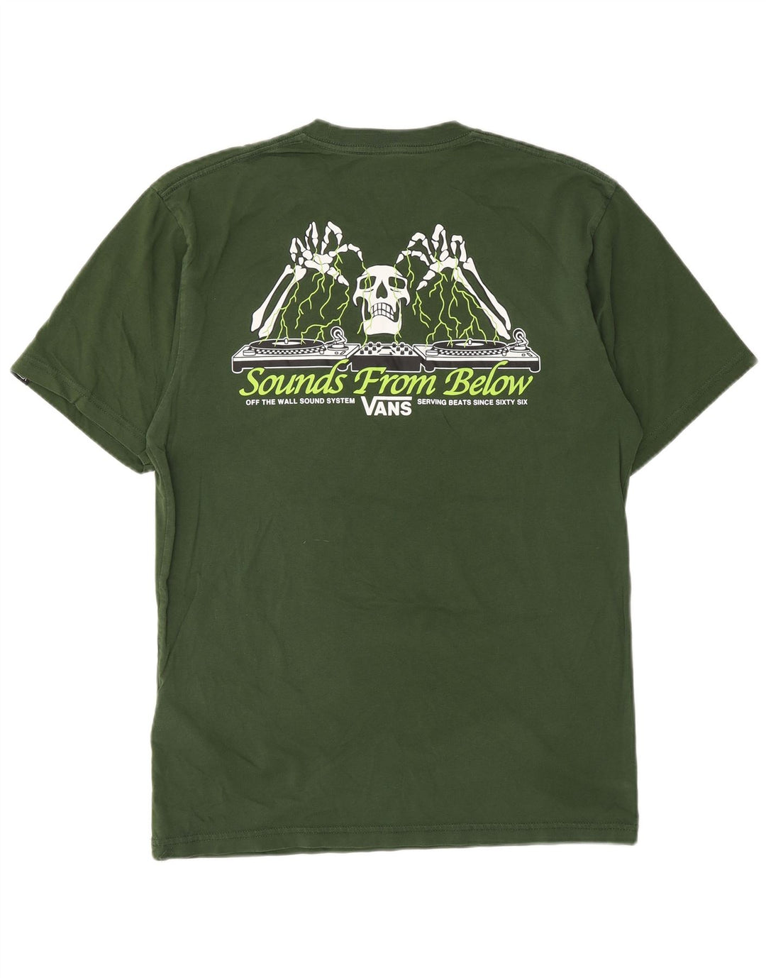 VANS Herre Classic Fit Grafisk T-Shirt Top Medium Grøn Bomuld