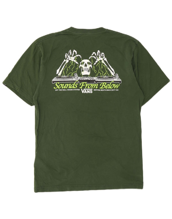 VANS Herre Classic Fit Grafisk T-Shirt Top Medium Grøn Bomuld
