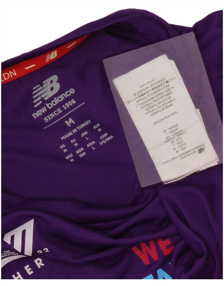 New Balance Herre grafisk T-shirt Top Medium Lilla Polyester
