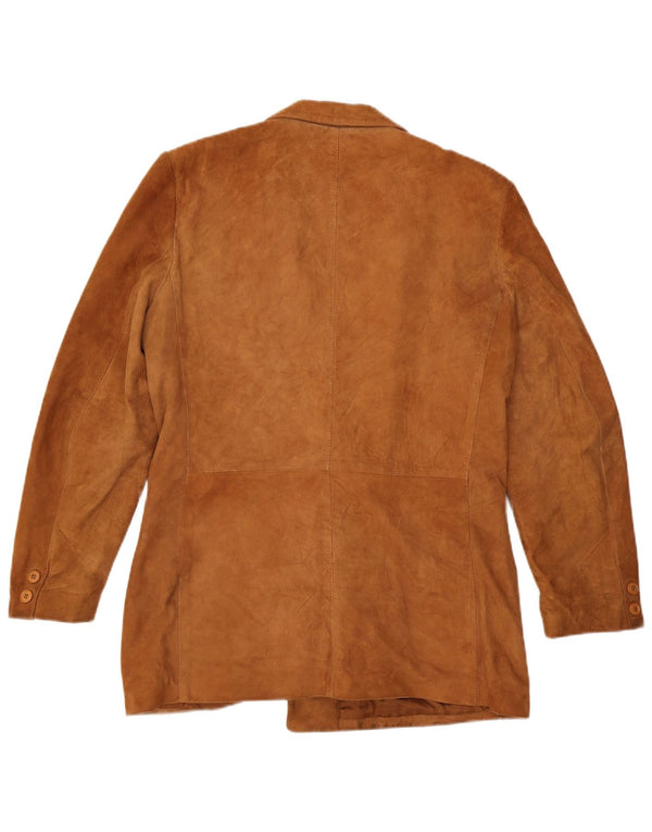 Vintage herre dobbeltradet ruskindsblazerjakke IT 52 XL brunt læder