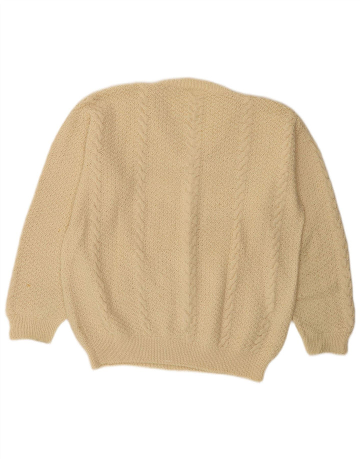 Vintage Herre V-hals sweater Stor Beige