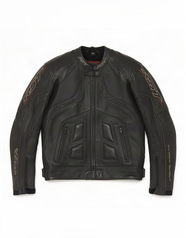 RST Herre Grafisk Moto Racer Læderjakke UK 42 Medium Sort