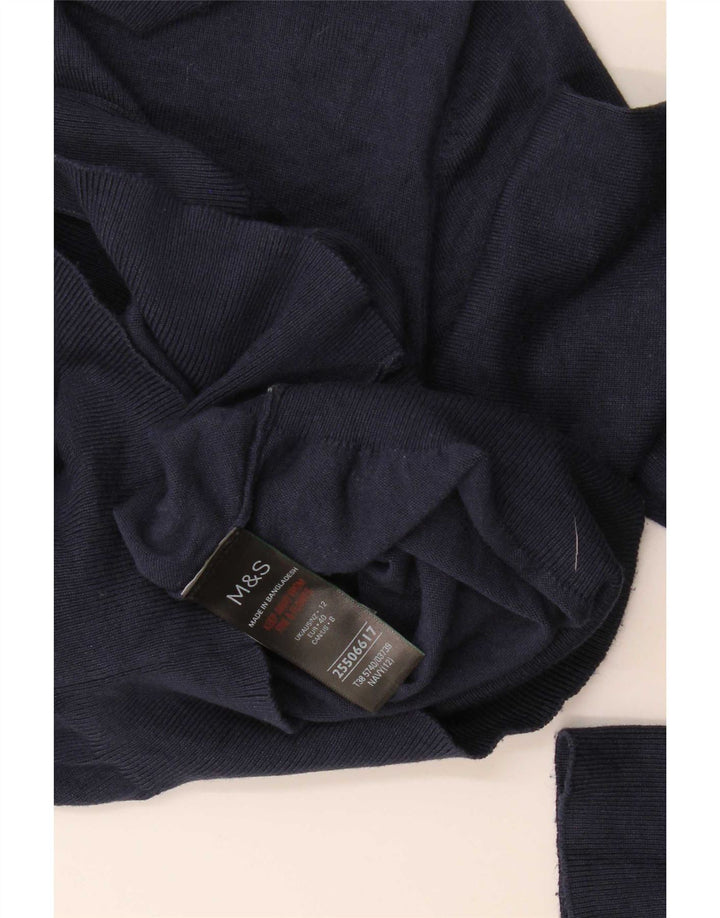 Marks & Spencer Dame Cardigan Sweater UK 12 Medium Navy Blue Viscose