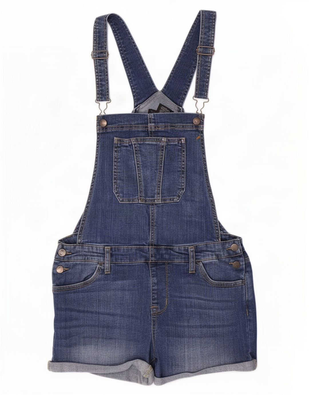 Mossimo Dame Stretch Dungarees Denim Shorts Medium W30 Blå Bomuld