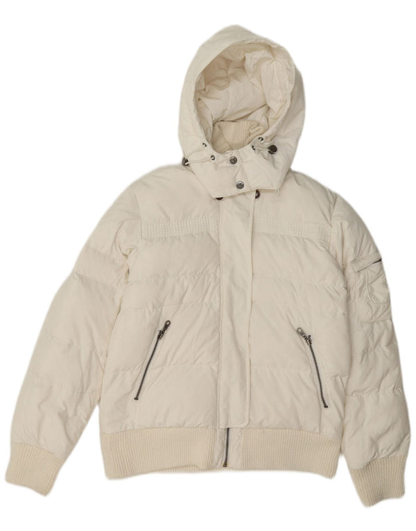 Diadora Dame Hooded Bomber Polstret Jakke UK 10 Small White Polyester