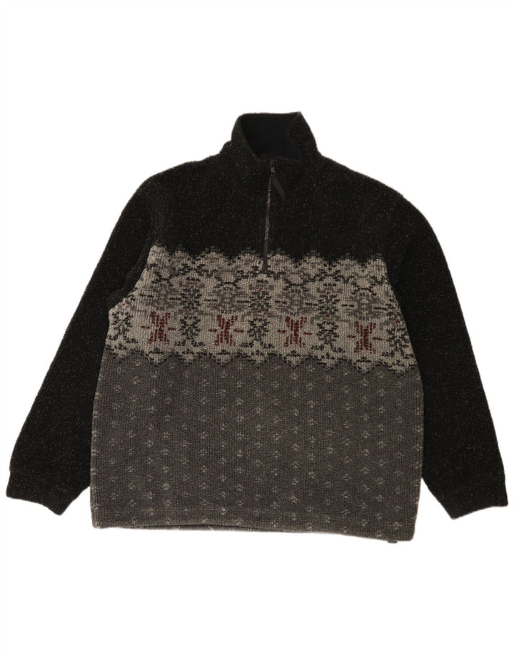Colmar Fleece Jumper med lynlås til mænd Medium Black Fair Isle