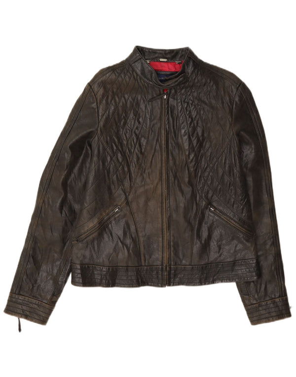 Trussardi Biker Læderjakke til kvinder UK 14 Medium Brun
